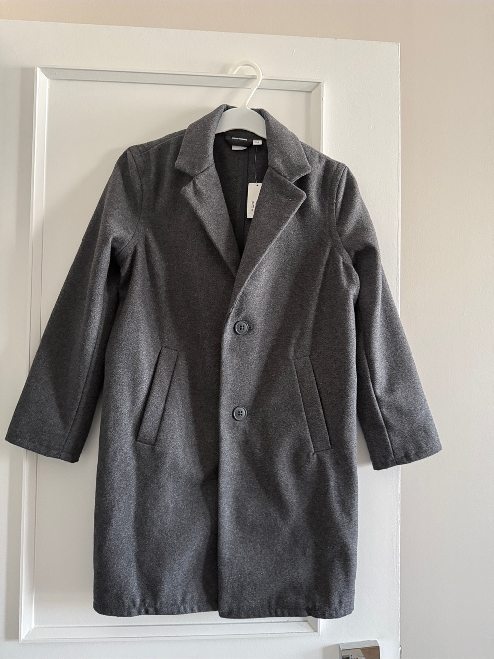GAP NWT Boys Dark Gray Single-Breasted Pea Coat sz M
